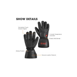 SAVIOR Beheizbarer Fingerhandschuh Leder Unisex Black XS -Fahrradzubehör Angebote savior beheizbarer fingerhandschuh leder unisex black xs3